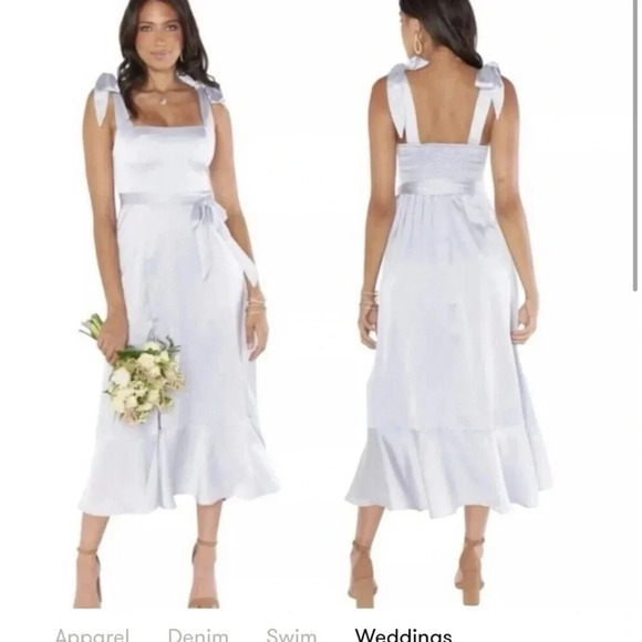 Show Me Your MuMu Dresses & Skirts - SHOW ME YOUR MUMU CLAIRE MIDI DRESS IN SILVER  LUXE SATIN SMALL NWT